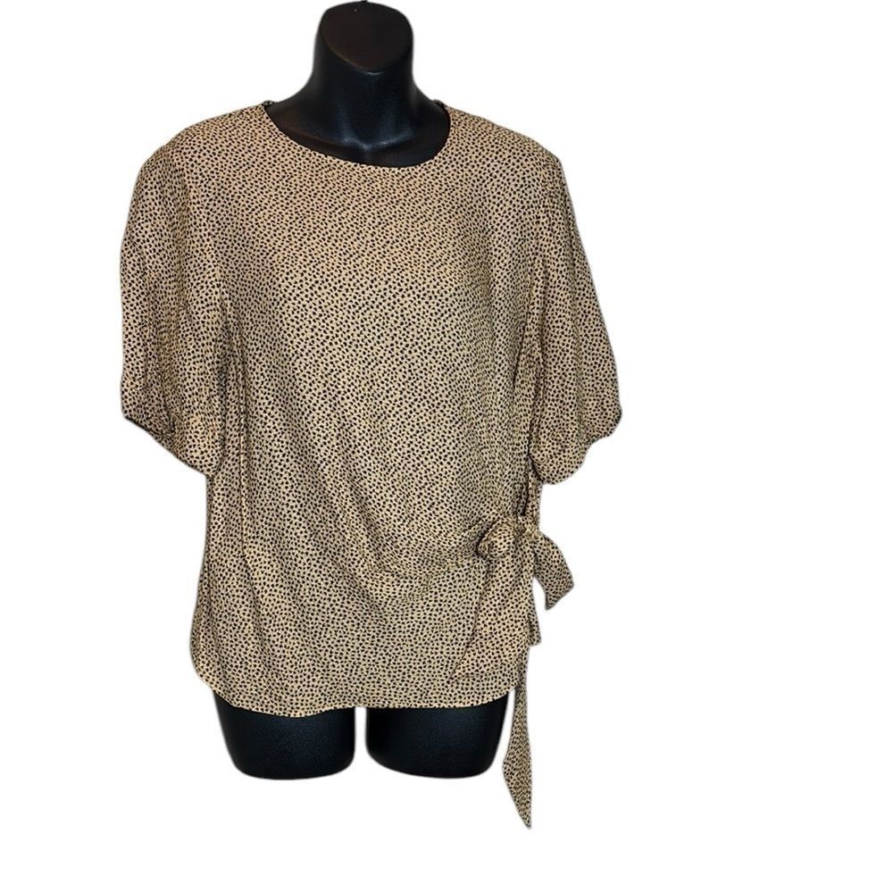 Ted baker women’s 4 Robbiee leopard print‎ side knit tie blouse keyhole chic